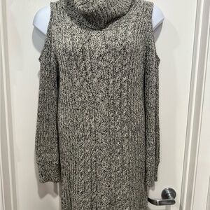 RDI Women's Gray Cowl Neck Cold Shoulder Dress